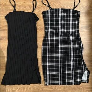 Elegant Black and Plaid Women's Dresses